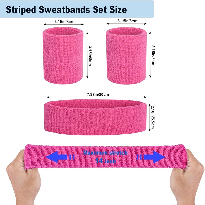 FACATH Sweatbands Headband and Wrist Set, Cotton Sweat Band for Athletic Men and Women, Sweatbands Sports Headbands for Working Out, Running, Basketball, Tennis, Yoga - Image 3